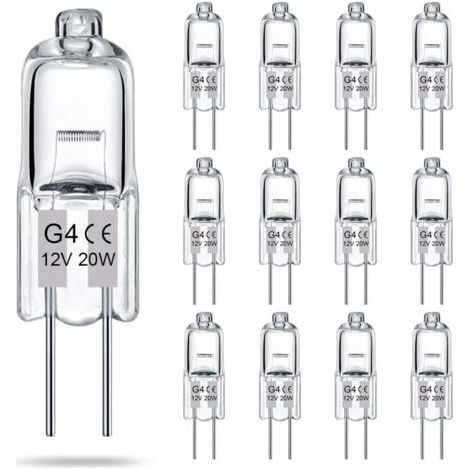 Set mit 14 transparenten G4 Halogenlampen, 2-polig, 12 V, 20 W, JC T3 Bi-Pin-Sockel, dimmbar, warmweiß 2700 K, für Landschaftsbeleuchtung. (1/5)