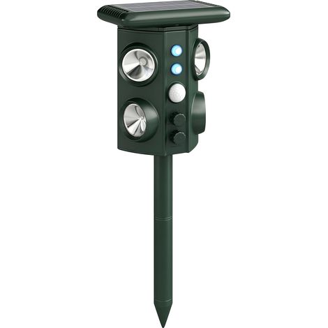 Repellente Solare Ultrasonico per Gatti 16x10x43 cm con 5 Modalità Sensore PIR e Flash LED in ABS e PP Verde (1/5)