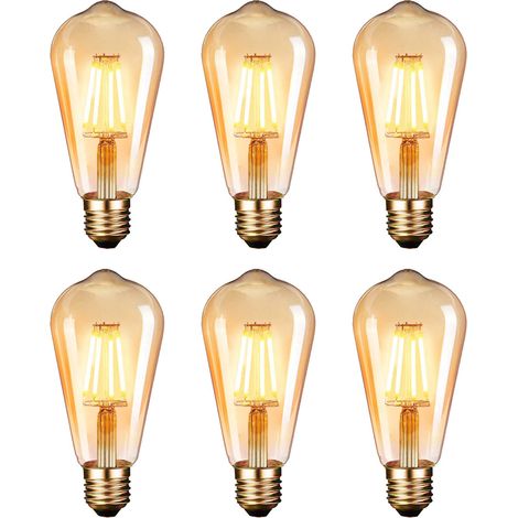 Lot de 6 ampoules LED vintage E27 220V 4W à filament décoratif antique