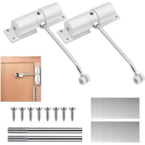 2 Pices Ferme Porte Automatique, Rglable Ferme Porte Ressort pour Portes Jusqu\' 30 kg, Groom Fermeture Porte avec Tige de Rglage, Plaque de Montage et Vis pour le Bureau Domicile