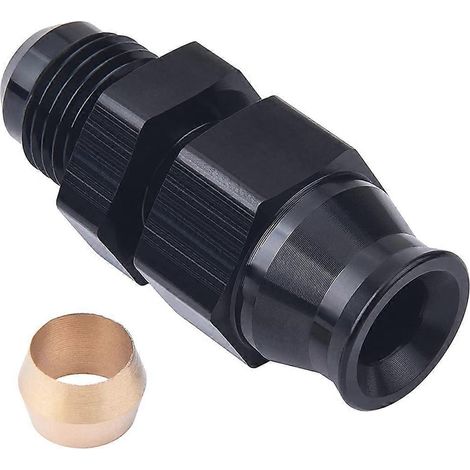 Raccord adaptateur évasé mâle 6AN vers tube rigide de carburant 5/16", en alliage d'aluminium anodisé noir, droit (5/16") - SFYGV (1/5)
