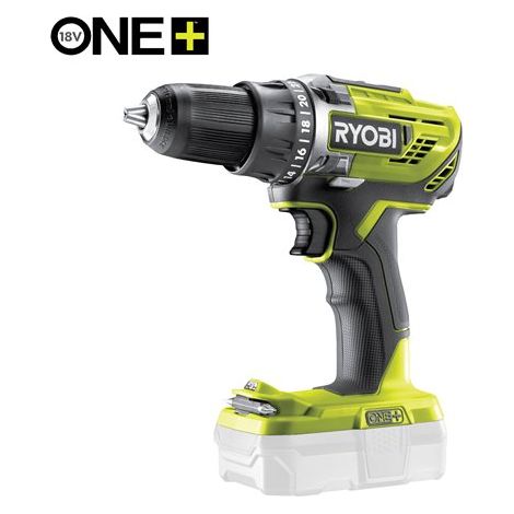 Ryobi – Perceuse-visseuse 18V – Couple 50Nm, 2 vitesses, mandrin 13mm, éclairage LED, poignée GripZone, inverseur de rotation – Pour perçage acier et gros diamètre - R18DD3-0