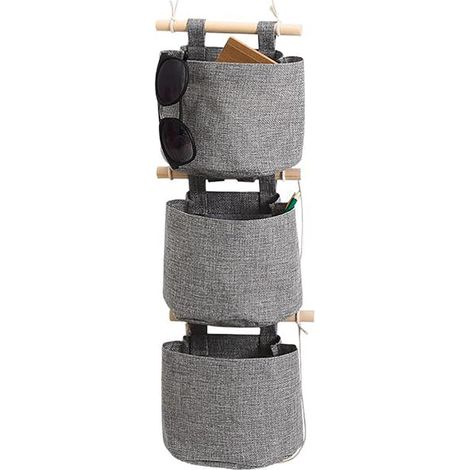 Rangement Suspendu Sac avec Poches 3 Couche Coton Toile De Lin Sac De Rangement Suspendu Sur Le Mur Porte Organisateur pour Chambre Salle De Bains (1/5)