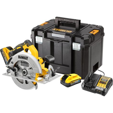 DeWalt DCS570H2T 18V XR Brushless 184mm Circular Saw Kit - 2x 5.0Ah PowerStack Batteries, Charger &amp TSTAK Vl Case (1/3)