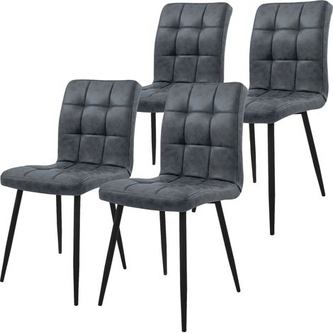 ML-Design Lot de 4 Chaises de Salle à Manger, Anthracite, Revêtement Simili Synthétique, Pieds en Métal Noir, Dossier Ergonomique, Design Moderne, pour le Salon Bureau Chambre Cuisine, Kit de Montage (1/5)