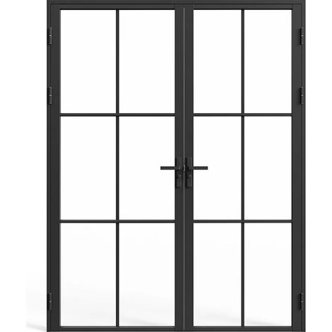 Blocco porta a due battenti 2 x H204 cm x L146 cm in Alluminio e Vetro temperato - SEROTO (1/5)