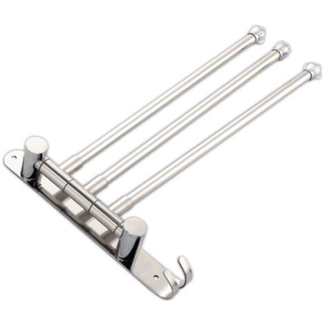 Pair Porte-Serviettes 3 Barres Auto-Adhésif - 35 cm - Acier Inoxydable Brossé - Installation sans Perçage - Adhésif Puissant - Salle de Bain Moderne - Montage Facile