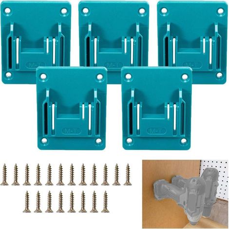 EASYCOMFORT Lot de 5 supports mural pour perceuse sans fil Makita 18V Li-ion avec 20 vis de fixation cyan-bleu (1/5)