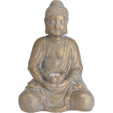 Statua decorativa in poli resina "Buddha in meditazione" con luce solare per esterno (1/2)