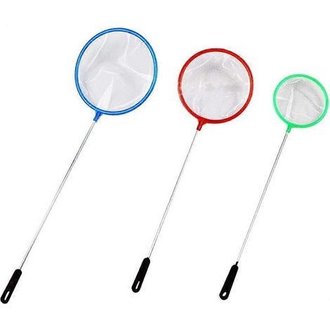 Épuisette d'aquarium, lot de 3, filet à mailles fines, sans danger pour tous les poissons, 7,6 cm, 10,2 cm et 12,7 cm. (1/4)