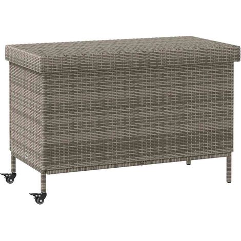 Boîte de rangement de jardin,Coffre de rangement et roues gris résine tressée CFW705794 (1/5)