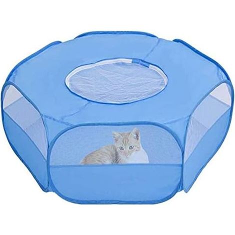 Playpen Animal Petit - Fond Imperméable - Toile Respirante - Pour Lapin Écureuil Chaton Chiot Chinchilla Hérisson - Bleu - 1 Pièce (1/5)