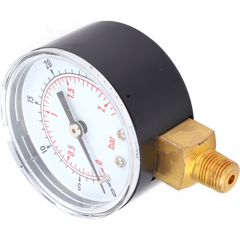 Manometer mit 50-mm-Zifferblatt, 1/8-BSPT-Gewinde am Boden für Luft, Wasser, Öl, Gas (0-30 PSI 0-2 Bar) (1/5)