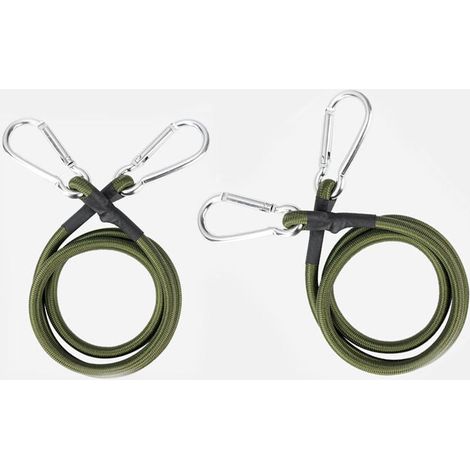 Cordon élastique avec crochet à clip, mousqueton, connecteur de corde de rivière, accessoires, cordon de montage vert armée de 3/8" de diamètre, crochet argenté (vert armée, 36", paquet de 2) (1/4)