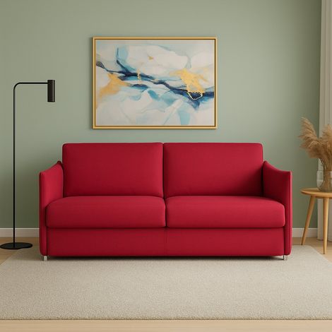 Divano Fisso 2 Posti Varedo, Sfoderabile, Idrorepellente Made in Italy, Lavabile, 180x95x90h cm Rosso (1/4)