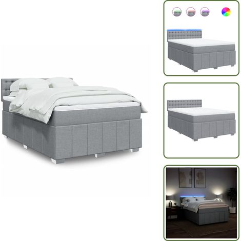 Boxspringbett mit Matratze Hellgrau 140x200 cm Stoff - Boxspringbett - Boxspringbetten - Bett - Bettgestell (1/5)