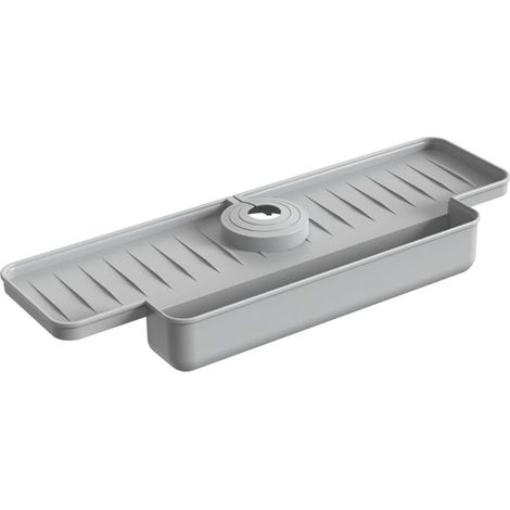Tapis de Robinet pour évier de Cuisine en Silicone avec Porte-éponge, antidérapant, séchage Rapide, pour Cuisine, Salle de Bain (Gris) Tapis de Robinet pour évier de Cuisine