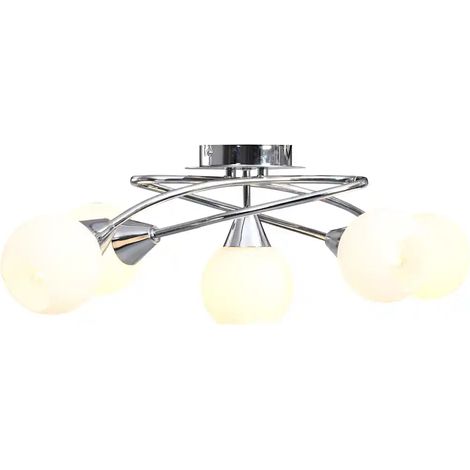Plafón contemporáneo de metal cromado con acabado satinado 62 x 31 x 19 cm de estilo elegante para salón de acero blanco 020046497 (1/5)