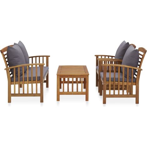 Maison Exclusive - 4-tlg. Garten-Lounge-Set mit Auflagen Massivho