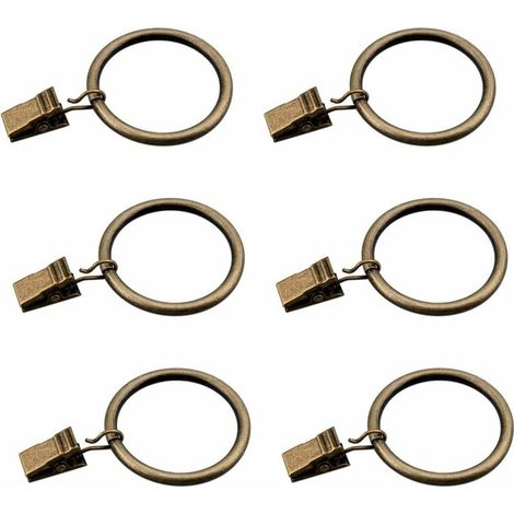 Set mit 30 bronzefarbenen Gardinenringen mit Clips/Hochwertige, dekorative Ringe