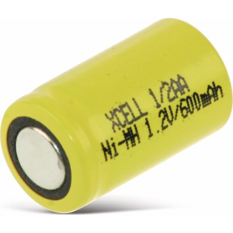 Batterie XCELL NiMH, Pile Industrielle, 1/2 AA, 25,5x14,5mm, 1,2V/600mAh