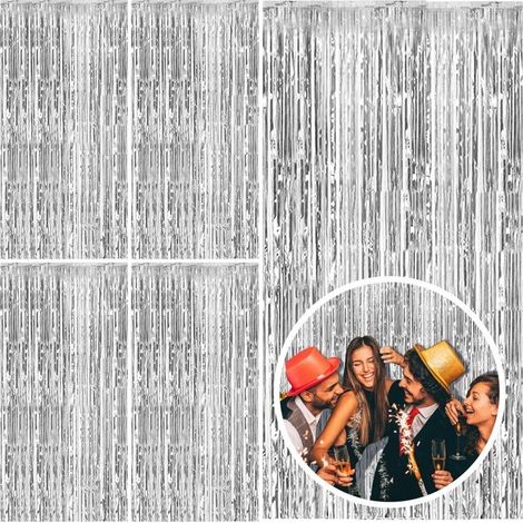 Rideaux à franges pour décoration de fête (lot de 5, argent) — Idéals pour décorer diverses fêtes à thème (1/4)
