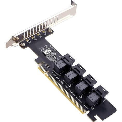 PH49 PCIe 4.0 x16 zu U.2 4-Port-Erweiterungskarte, die x4-, x8- und x16-Motherboard-Steckplätze mit PCIe-Bifurkationsfunktion unterstützt (1/5)