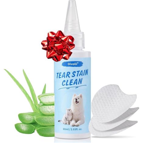Tränenfleckenentferner für Hunde und Katzen, Augenreinigung 60 ml + Wattepads (1/2)