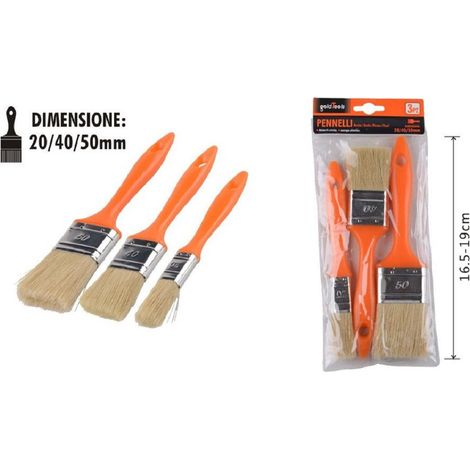 Kaela - Set 3 Pz Pennelli Piatti Per Pittura Dimensioni 20/40/50mm Manico Plastica 90308 - (1/3)