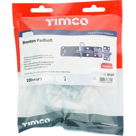 TIMCO Brenton Padbolt Silver - 4"