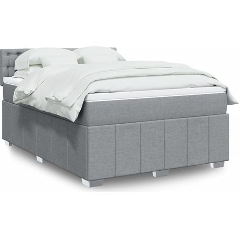 Boxspringbett mit Matratze Hellgrau 140x200 cm Stoff