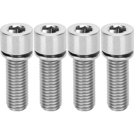 4 Vis à tête hexagonale M7x20mm en alliage de titane pour potence de vélo, couleur titane - Lot de 4 pièces (1/5)