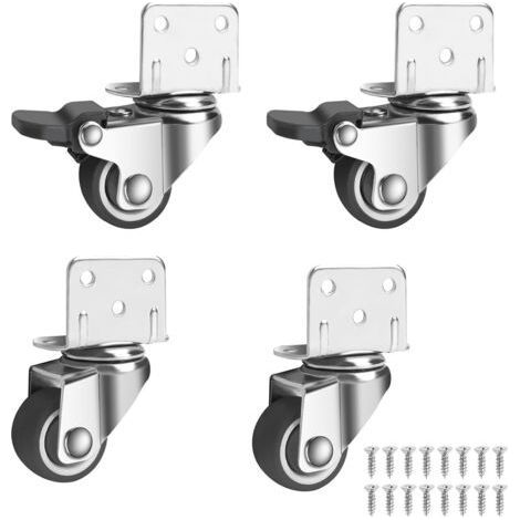 Set of 4 Swivel Casters for Furniture including 2 with Brake 25mm Small Furniture Casters - 360 Degree Rotation, Up to 44kg, Small Swivel Caster for Furniture, Cribs (1/5)