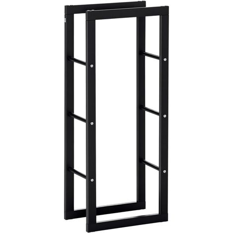 Range bûches Etagère porte bois de cheminée porte-bûches intérieur et extérieur charge max. 100 Kg dim. 40L x 25l x 100H cm métal noir