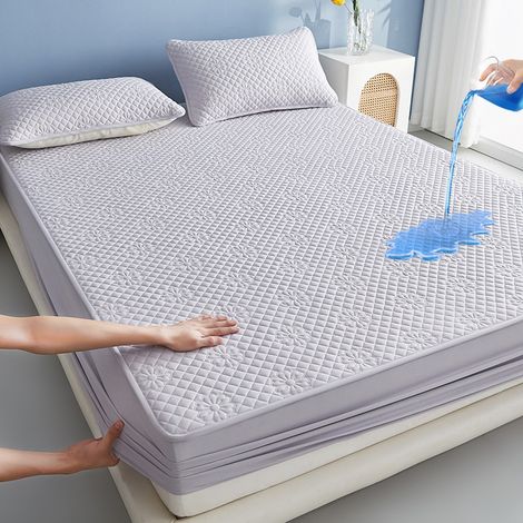 Filiyano-Protège-matelas imperméable à motif jasmin avec élastiques (gris/137x190cm) (1/4)