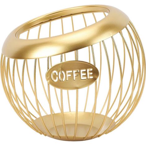 Drahtkorb mit großem Fassungsvermögen für Kaffeekapseln, ideal für Kaffeebars und Theken.