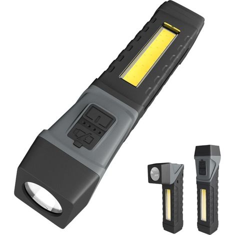 Linterna de trabajo LED de 90 grados con clip magnético, recargable, cinco modos, resistente al agua y portátil - Crezuo