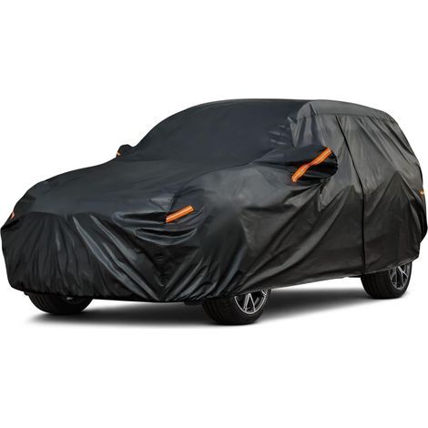 Bâche Voiture Étanche Respirante, 7 Couches Housse de Protection Voiture Extérieur Contre Pluie Soleil Poussière avec Zip et Doublure en Coton pour 4x4/SUV 460 à 485 cm, (1/5)