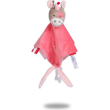 Drap apaisant bébé cheval rouge jouet doux réconfortant lingette dentition nourrissons (1/5)