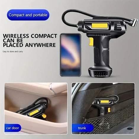 1 pompe à pneu portative sans fil-compresseur d'air portatif rechargeable par USB pour voitures, motos et vélos (1/4)