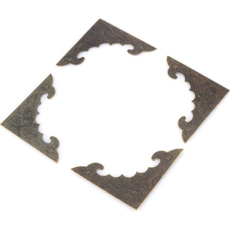 12-teiliges Schmuckkästchen aus Holz, bronzefarbene Eckenschutzleisten, Kantenschutz (1/5)