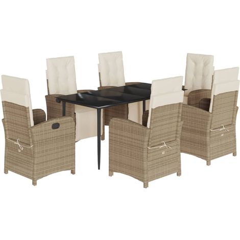 Maison Exclusive - Set comedor de jardín 7 pzas con cojines ratán (1/5)