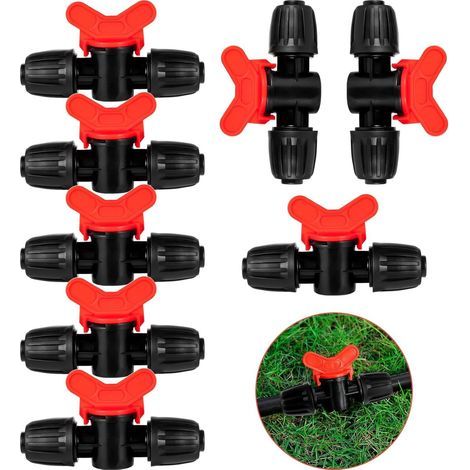 pièces - Accessoires d'irrigation Vanne d'irrigation anti-goutte - Vanne marche/arrêt à ardillon verrouillable - Raccordement tuyau 8/12 mm - 9,5 × 5,7 cm - Noir (1/5)