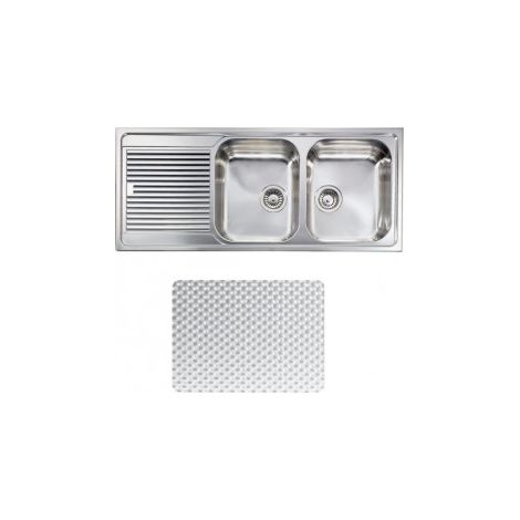 CM 011267.D1.01.2018 Zenith Plus Lavello da incasso 2 vasche con gocciolatoio a sinistra Acciaio inox antigraffio (116x50x21 cm) colore Inox antigraffio (1/5)