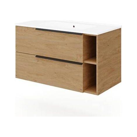 BASE SOSPESA MOBILE BAGNO CON LAVABO MOD. LOFT Misura: cm 101x46 Rovere bianco