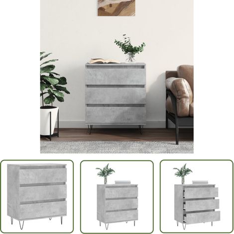 The Living Store Buffet Gris béton 60x35x70 cm Bois d'ingénierie - Buffet Gris - Buffet Design - Armoire De Rangement - Meuble De Cuisine - Meuble Rangement (1/5)