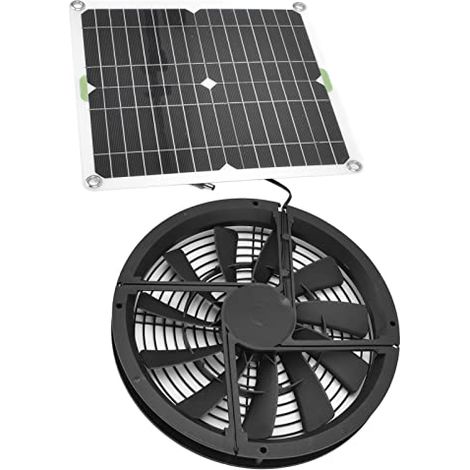 Kit Ventilateur Solaire, 12W, Panneau 28,5x28cm avec Ventilateur 25cm, 12V, pour Poulailler, Serre, Hangar, Installation Étanche (1/5)
