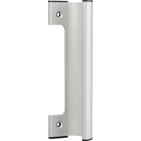 La Croisee Ds – Poignée de porte coulissante en aluminium laqué gris RAL9006 – Résistante à la corrosion – Installation rapide – Bouchons en plastique noir (1/6)