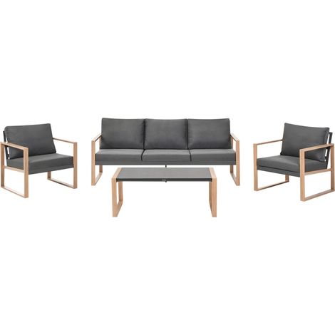 Lounge Set mit Tisch 5-Sitzer GELSO Metall Dunkelgrau