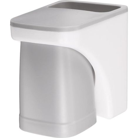 Porta spazzolino magnetico da 6 cm con contenitore, organizer per dentifricio 2 in 1, colore grigio, per bagno di famiglia. (1/5)